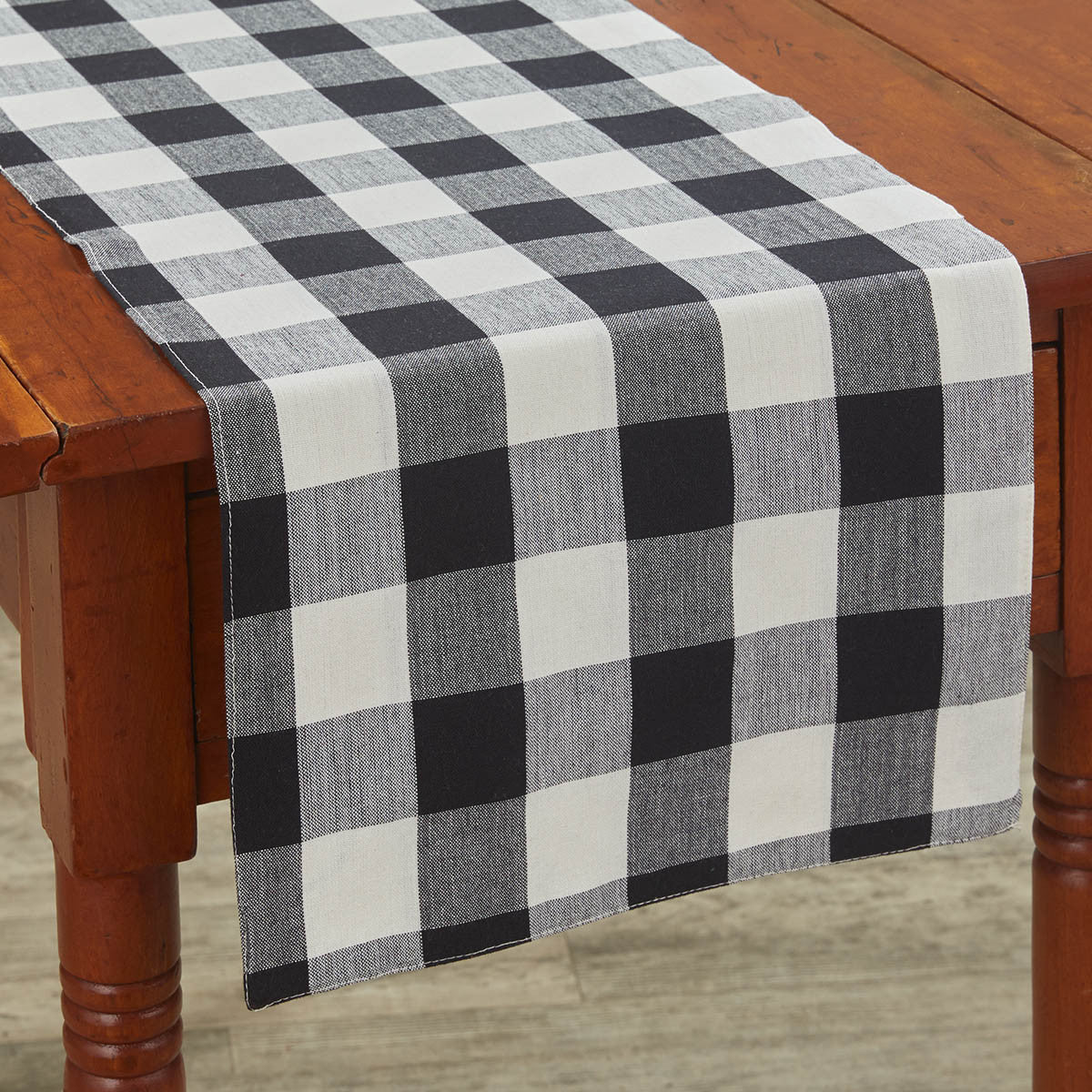 Wicklow Check Backed Table Runner 36"L- Black & Cream Set of 2 Park Designs