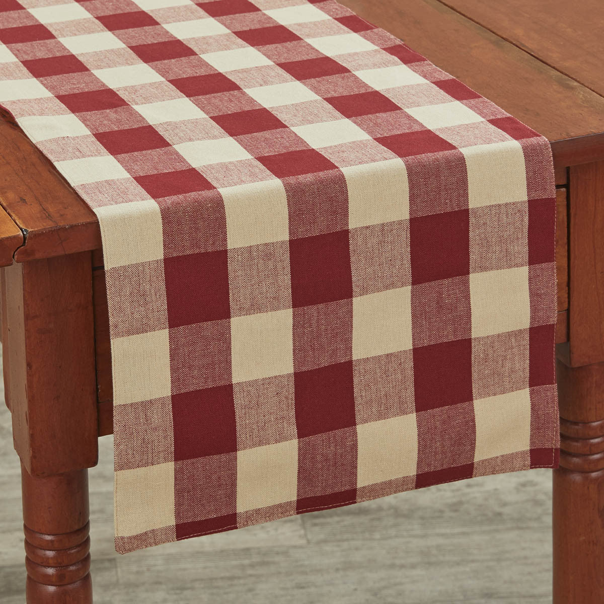 Wicklow Check Backed Table Runner 36"L- Garnet Set of 2 Park Designs