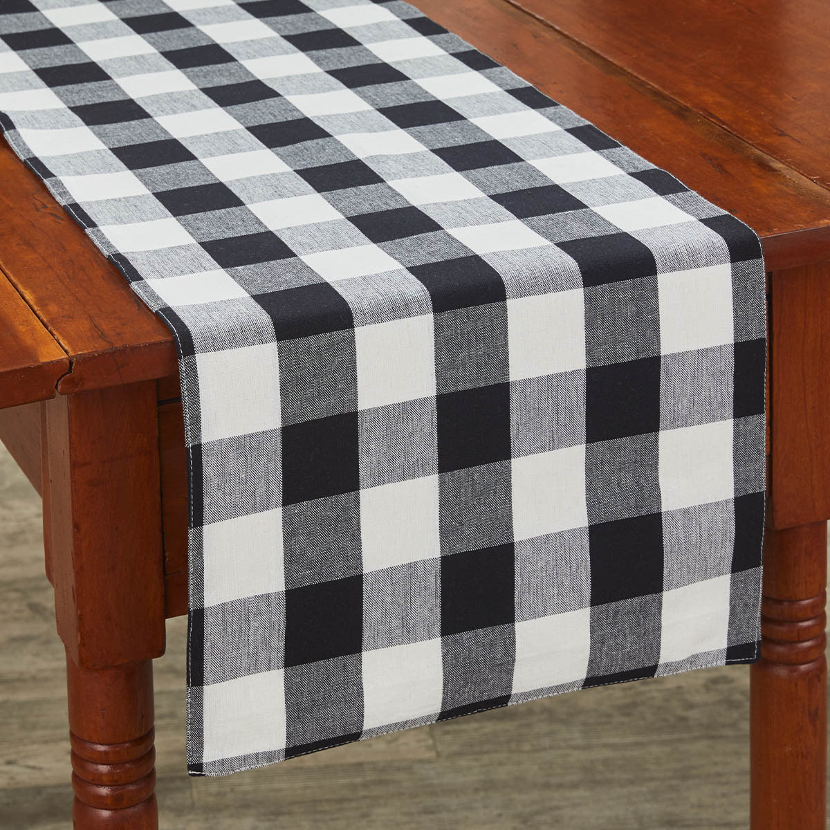 Wicklow Check Backed Table Runner 72"L - Black & Cream  Park Designs