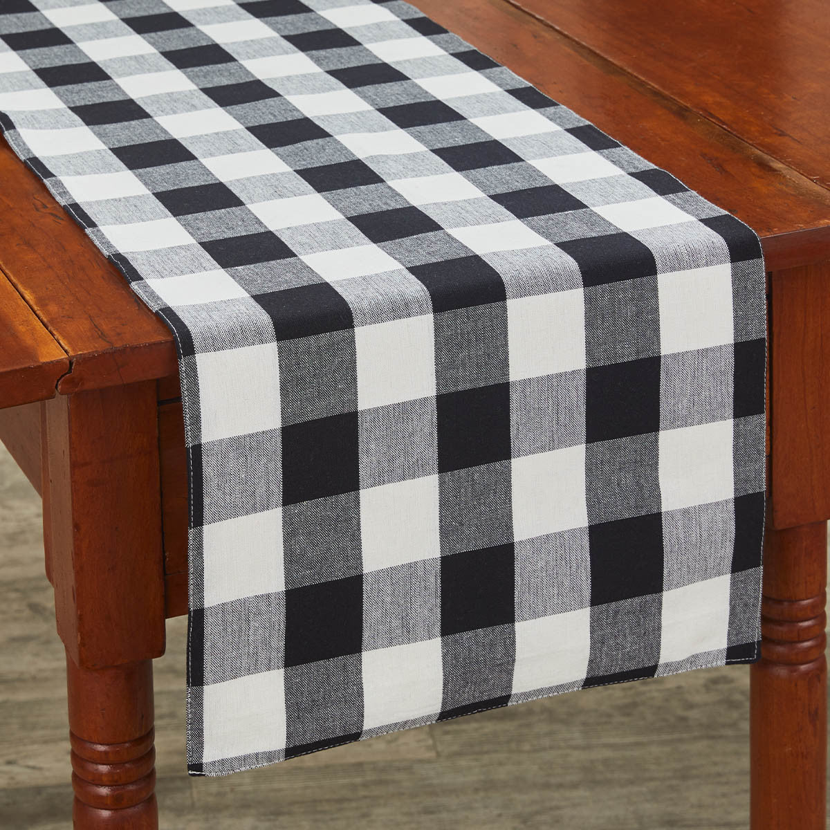 Wicklow Check Backed Table Runner 72"L - Black & Cream Park Designs - The Fox Decor