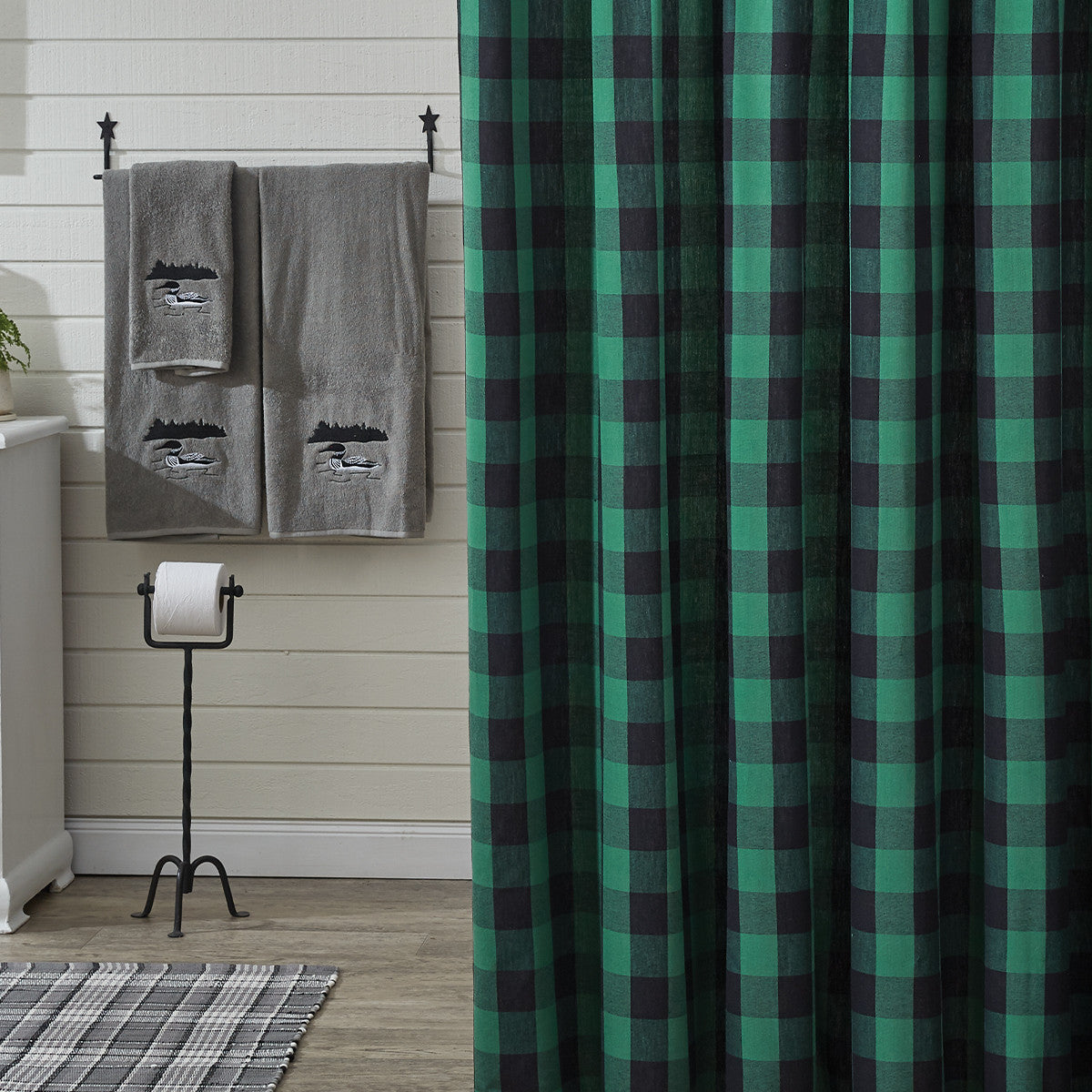 Wicklow Check Forest Shower Curtain  - Park Designs