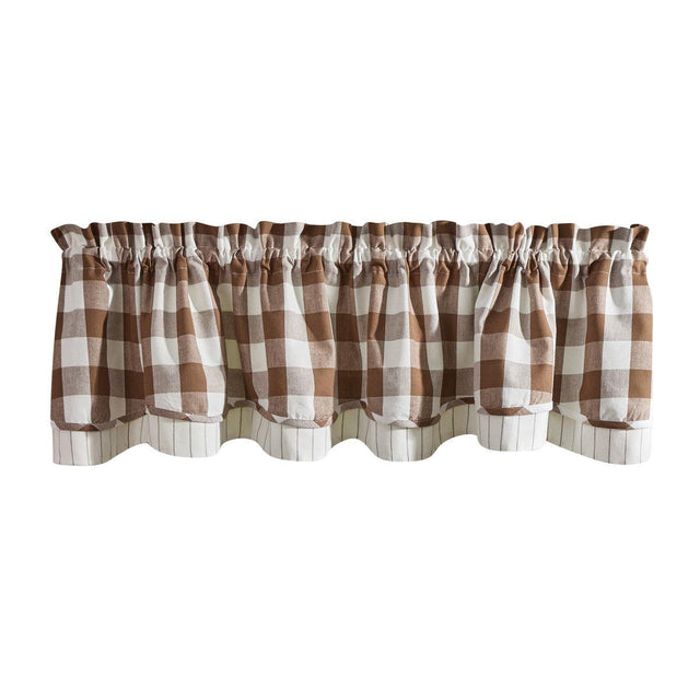 Wicklow Check Brown & Cream Valance - 72x16 Set of 2 Park designs - The Fox Decor
