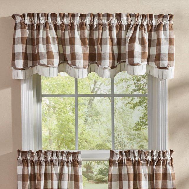 Wicklow Check Brown & Cream Valance - 72x16 Set of 2 Park designs - The Fox Decor