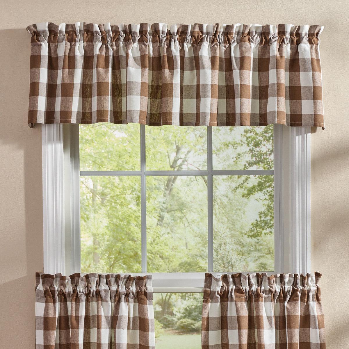 Wicklow Check Brown & Cream Valance - 72x14 Park designs