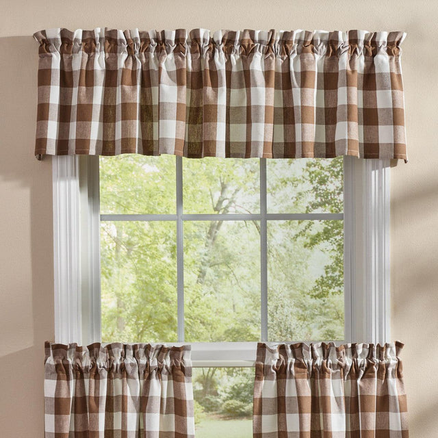 Wicklow Check Brown & Cream Valance - 72x14 Park designs - The Fox Decor
