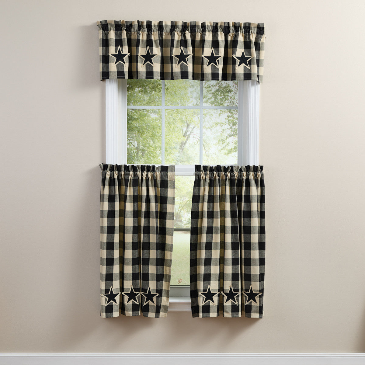 Wicklow Star Valance 14" L - Black Set of 2 Park Designs - The Fox Decor