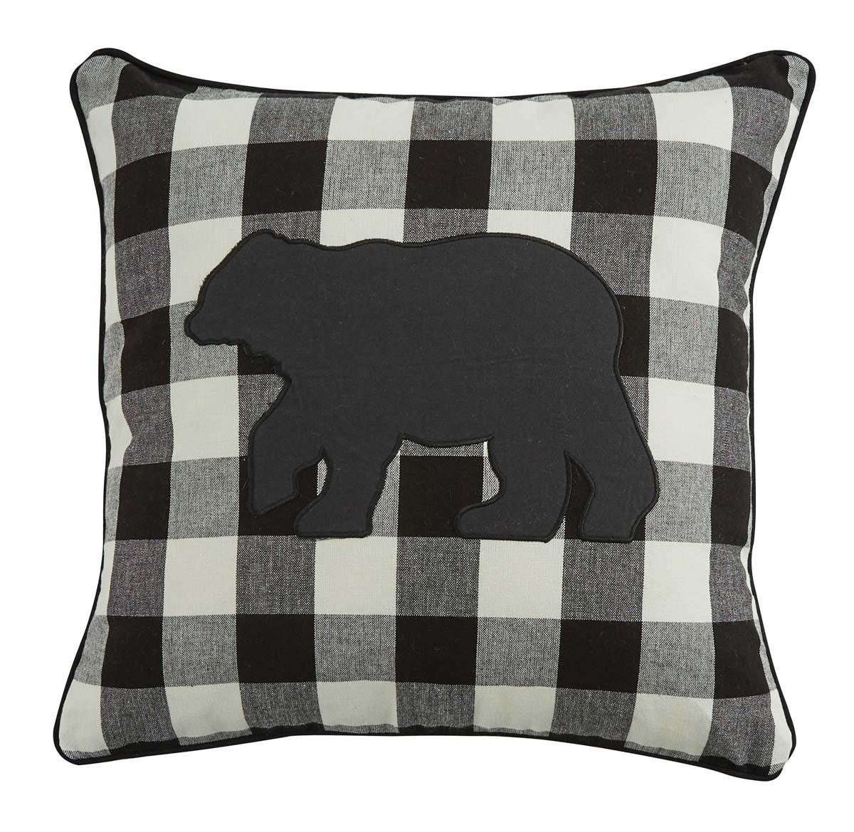 Wicklow Bear Applique Pillow 18 Black/cream Cover - Park Designs - The Fox Decor