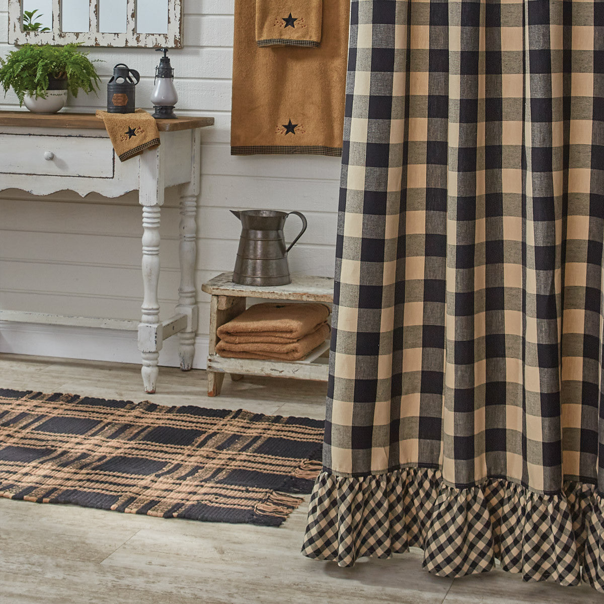 Wicklow Ruffled Shower Curtain 72" X 72" - Black Park Designs - The Fox Decor