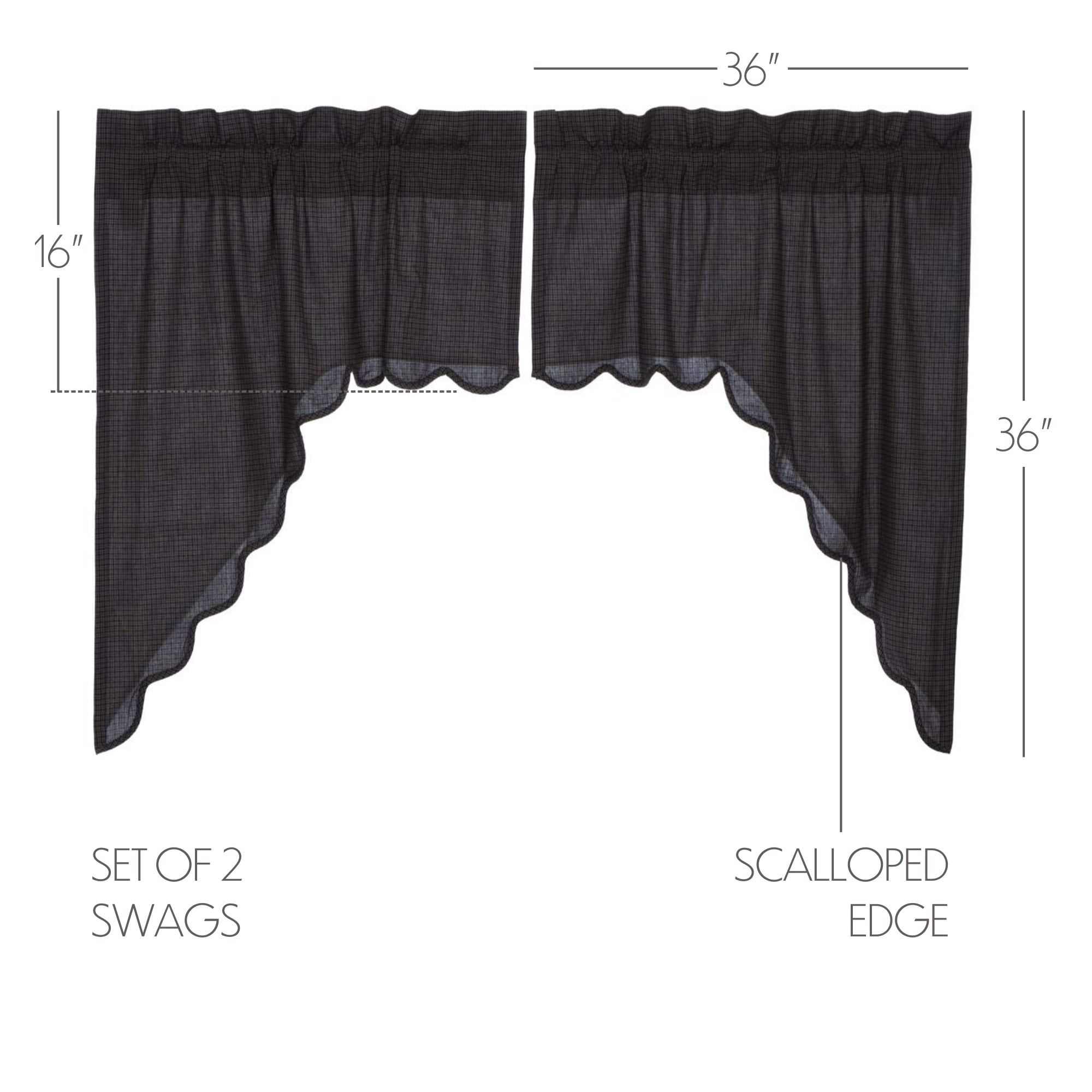 Arlington Swag Scalloped Set of 2-36x36x16