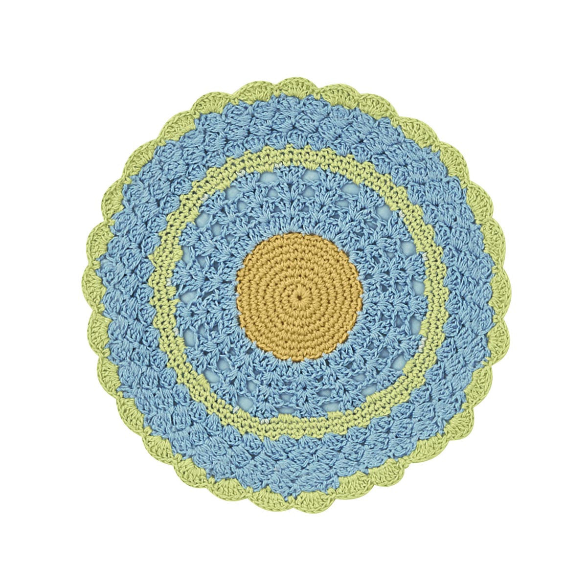 Flora Round Crochet Accent Mat 8" - Blue Set of 6 Park Designs - The Fox Decor