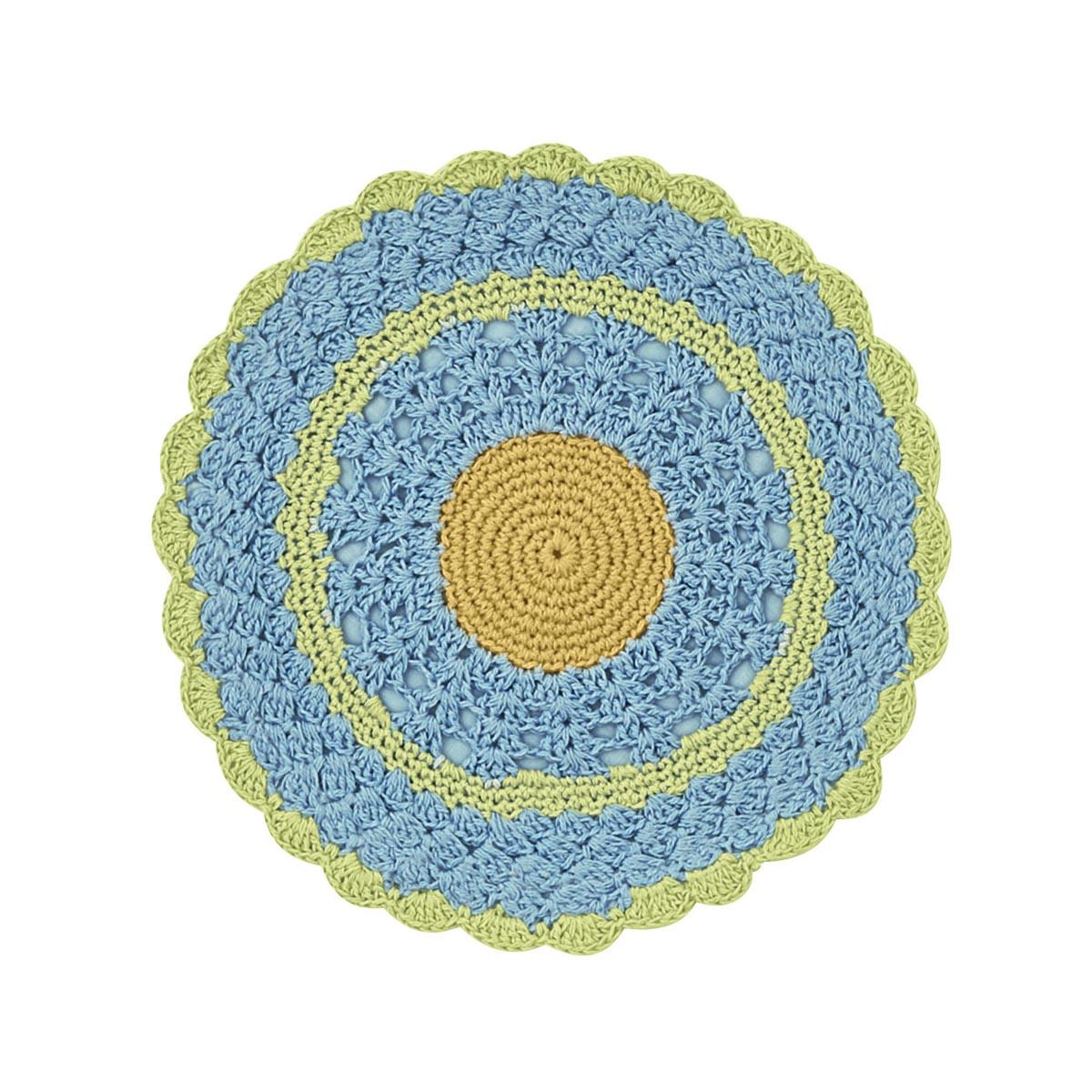 Flora Round Crochet Accent Mat 8" - Blue Pak Designs - The Fox Decor