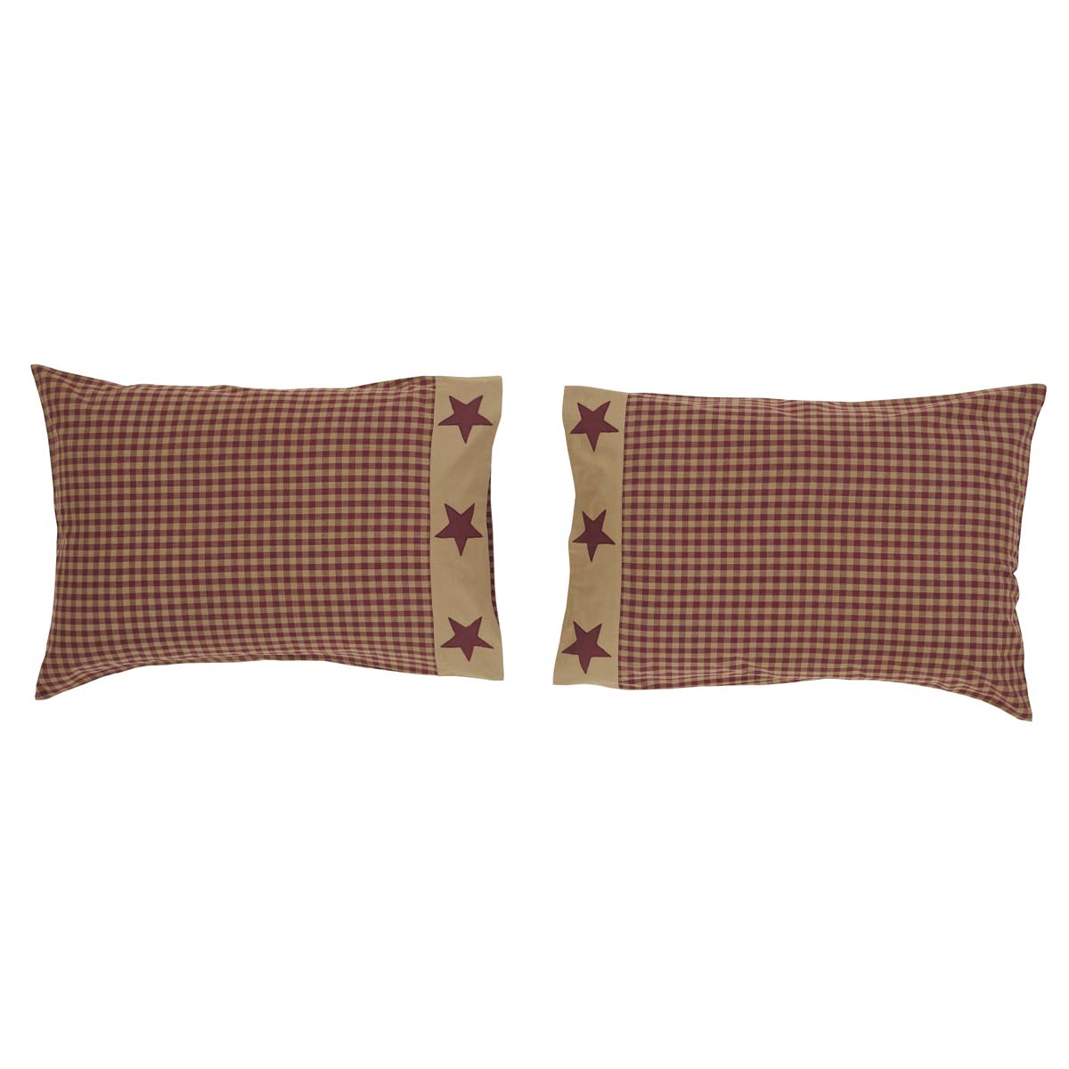 Ninepatch Star Standard Pillow Case w/Applique Border Set of 2 21x30 VHC Brands