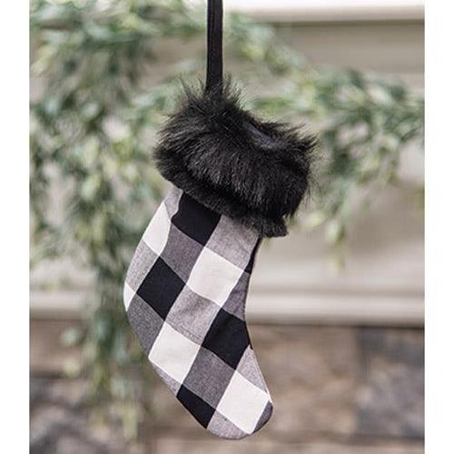 White Buffalo Check and Faux Fur Stocking Ornament - The Fox Decor