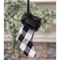Thumbnail for White Buffalo Check and Faux Fur Stocking Ornament - The Fox Decor