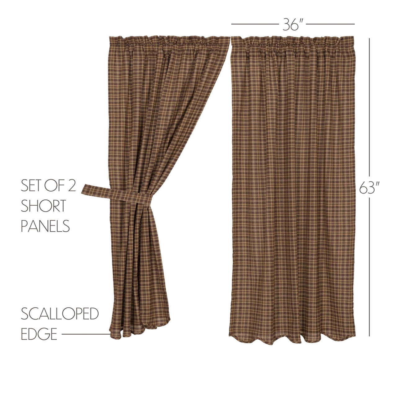 Prescott Short Panel Curtain Scalloped Set of 2 63x36