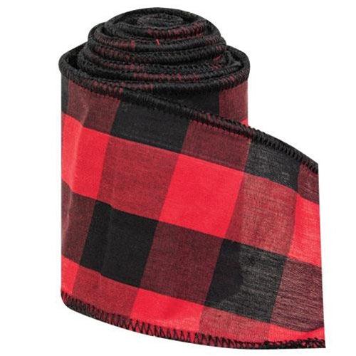 Wired Red & Black Buffalo Check Ribbon 3 x 9 Ft - The Fox Decor