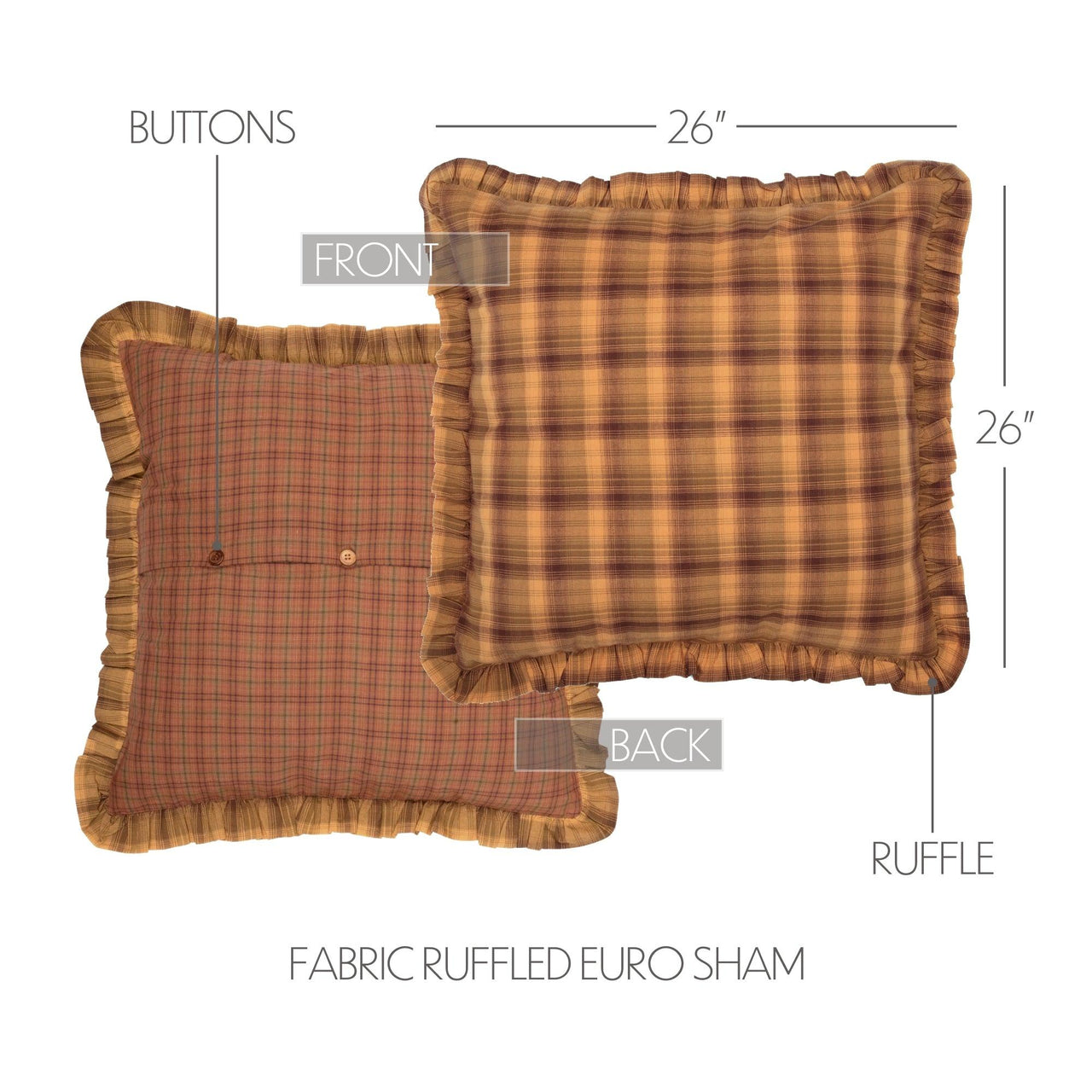 Prescott Euro Sham Fabric Ruffled 26x26 VHC Brands - The Fox Decor