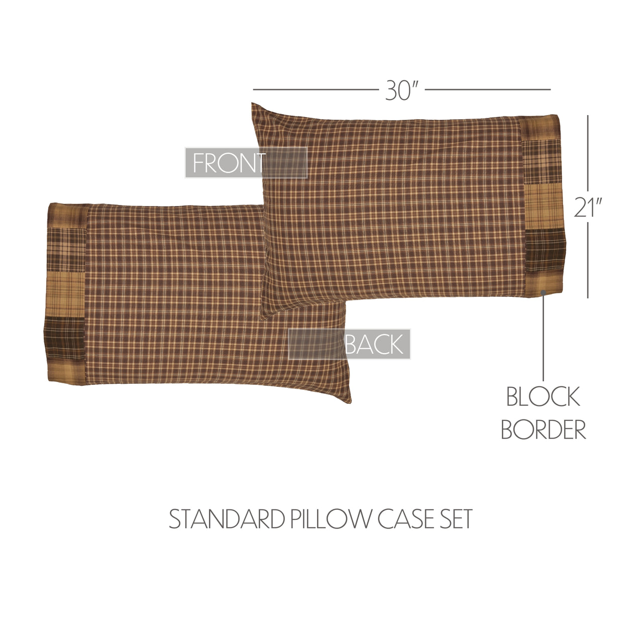 Prescott Standard Pillow Case Block Border Set of 2 21x30 VHC Brands