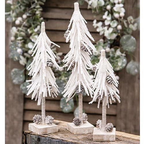 White Glittered Pinecone Tree 8" - The Fox Decor