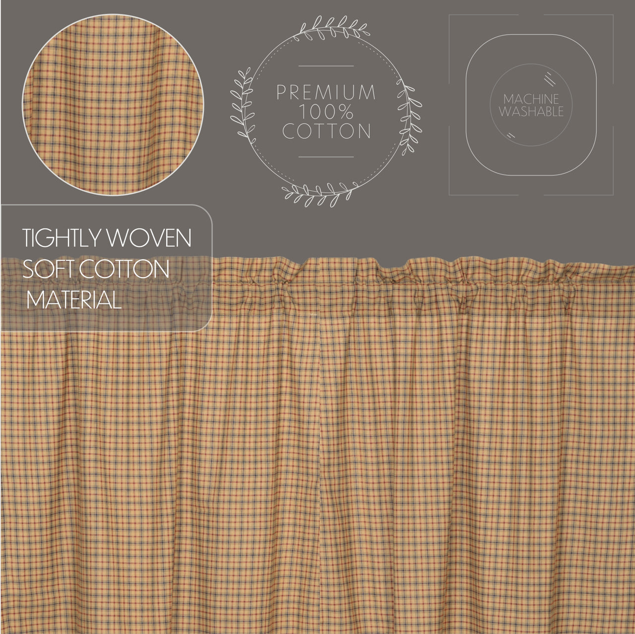 Millsboro Short Panel Curtain Scalloped Set of 2 63"x36" VHC Brands - The Fox Decor