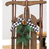 Hanging Pine Spray w Buffalo Check Bow - The Fox Decor