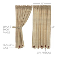Abilene Star Short Panel Curtain Set of 2 63x36