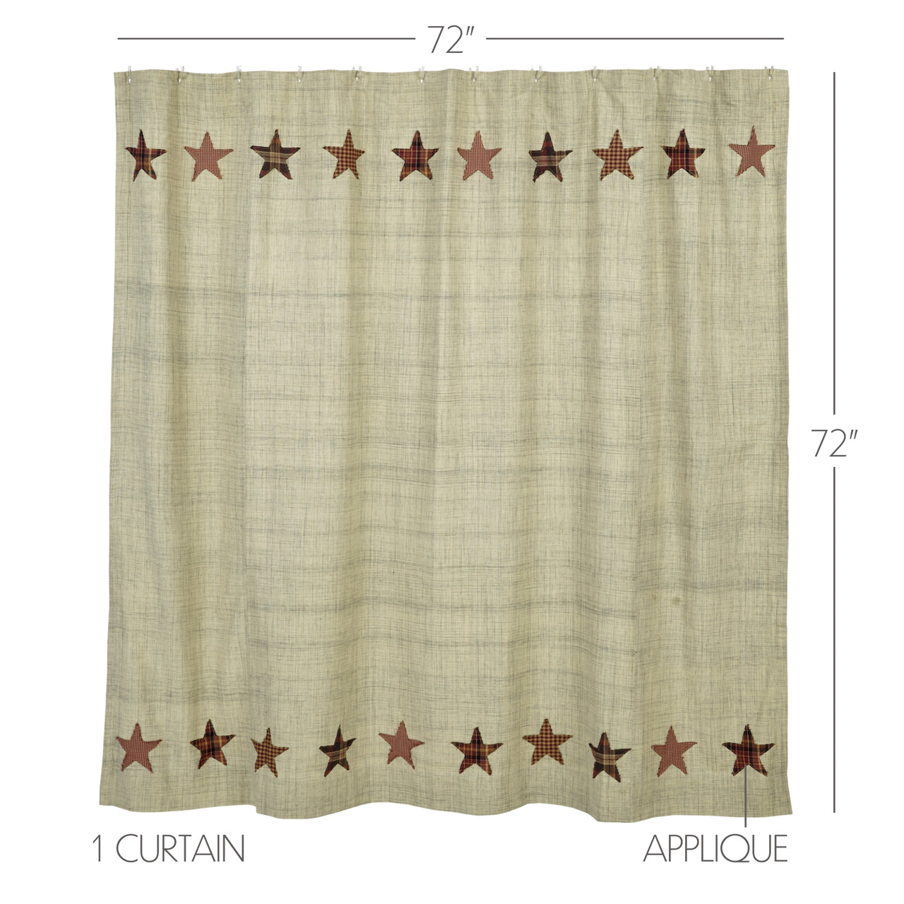 Abilene Star Shower Curtain 72"x72" VHC Brands