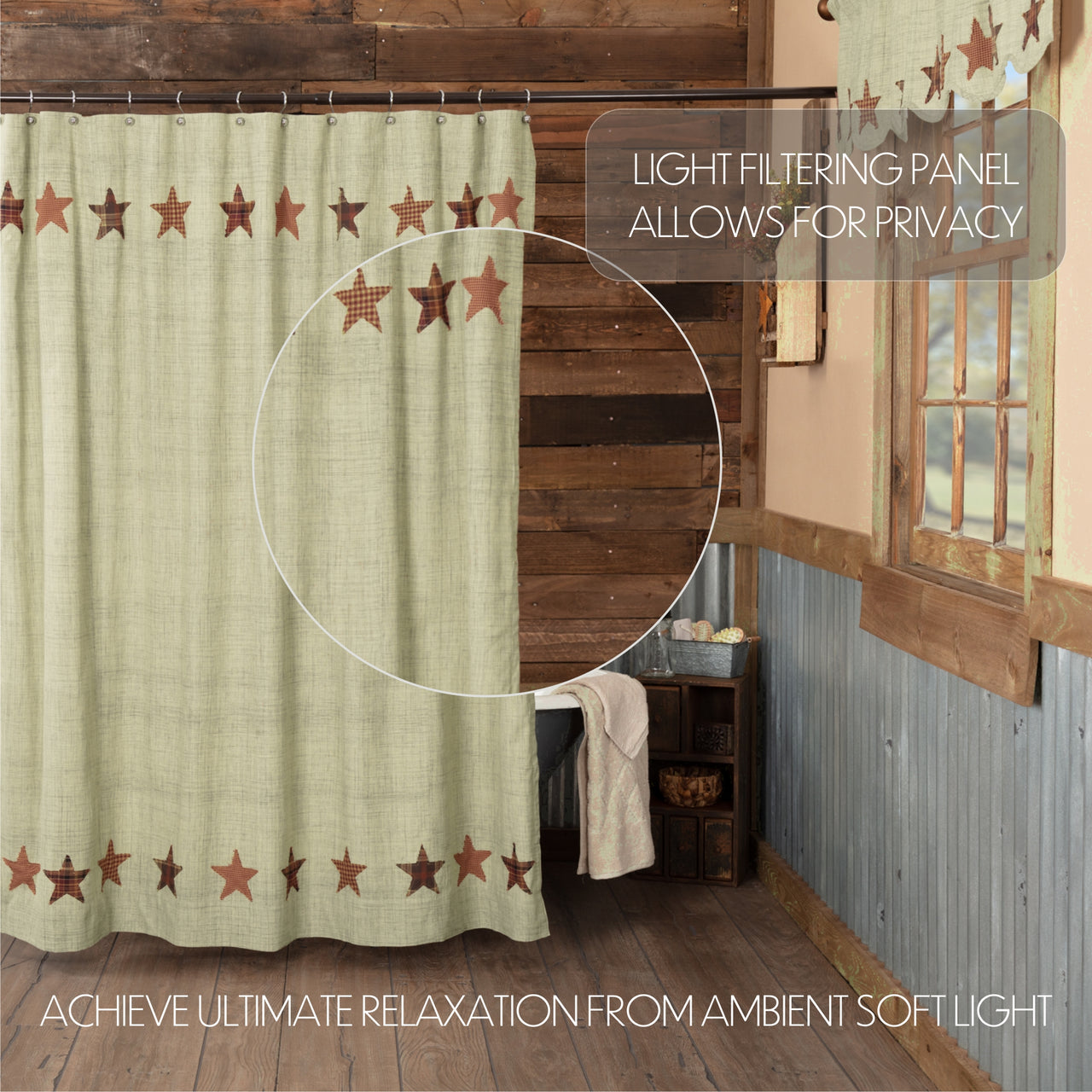 Abilene Star Shower Curtain 72"x72" VHC Brands
