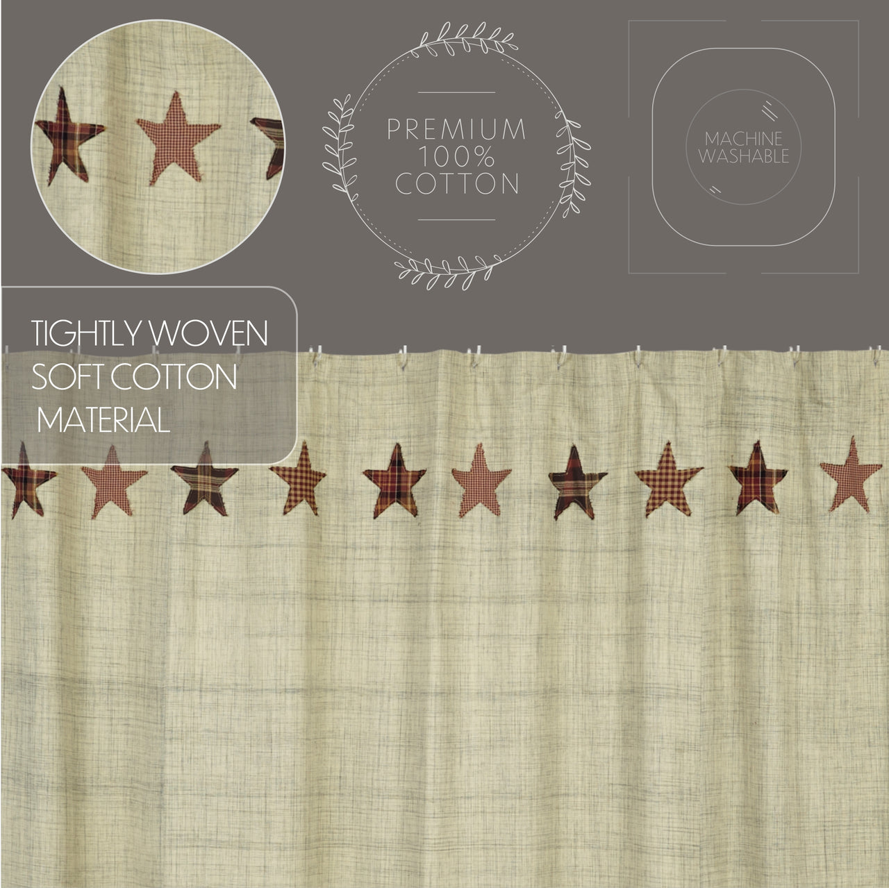 Abilene Star Shower Curtain 72"x72" VHC Brands