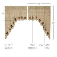 Thumbnail for Abilene Star Swag Curtain Set of 2 36x36x16