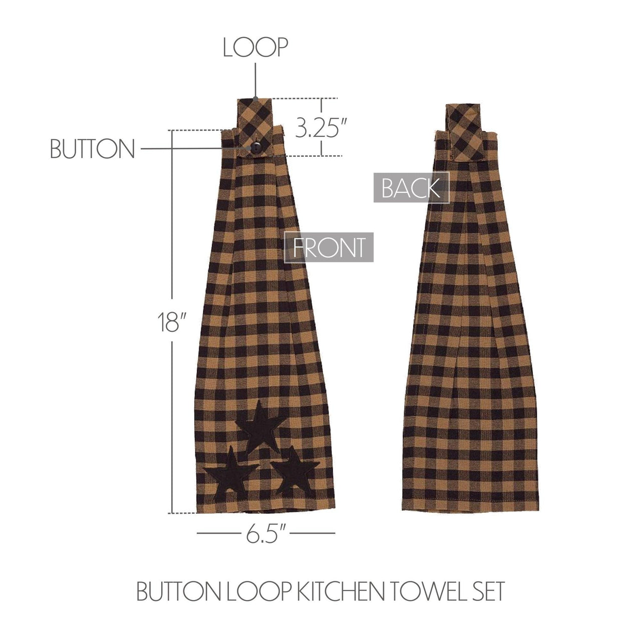 Navy Star Button Loop Kitchen Towel VHC Brands - The Fox Decor