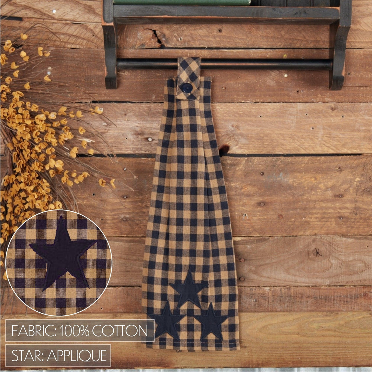 Navy Star Button Loop Kitchen Towel VHC Brands - The Fox Decor