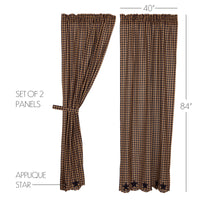 Thumbnail for Navy Star Scalloped Panel Curtain Set of 2 84x40