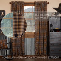 Thumbnail for Navy Star Scalloped Panel Curtain Set of 2 84x40