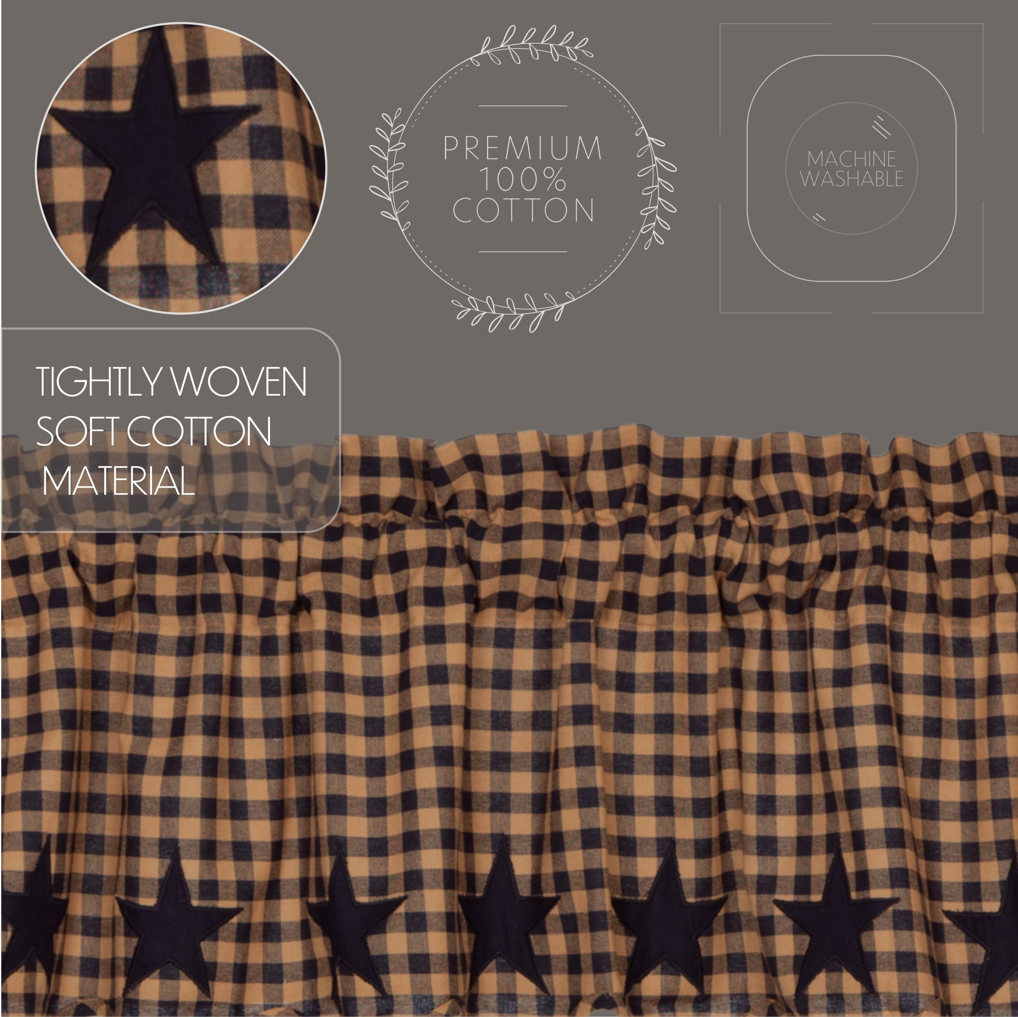 Navy Star Scalloped Panel Curtain Set of 2 84x40