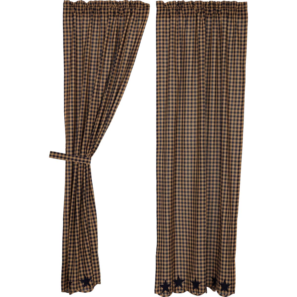 Navy Star Scalloped Panel Curtain Set of 2 84x40