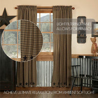 Thumbnail for Black Star Scalloped Panel Curtain Set of 2 84x40 - The Fox Decor