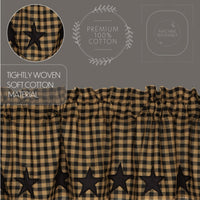Thumbnail for Black Star Scalloped Panel Curtain Set of 2 84x40 - The Fox Decor