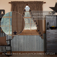 Thumbnail for Navy Star Scalloped Prairie Short Panel Curtain Set of 2 63x36x18 - The Fox Decor