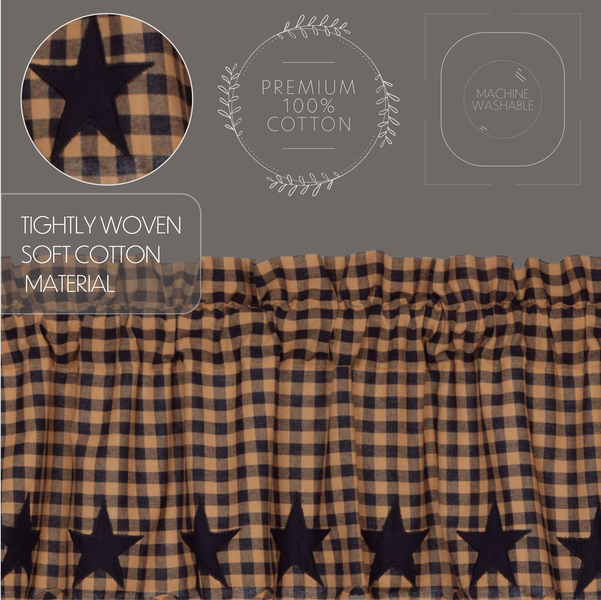 Navy Star Scalloped Prairie Short Panel Curtain Set of 2 63x36x18 - The Fox Decor