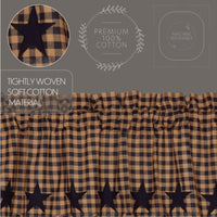 Thumbnail for Navy Star Scalloped Prairie Short Panel Curtain Set of 2 63x36x18 - The Fox Decor