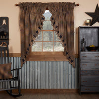 Thumbnail for Navy Star Scalloped Prairie Short Panel Curtain Set of 2 63x36x18 - The Fox Decor