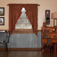 Thumbnail for Burgundy Star Scalloped Prairie Short Panel Curtain Set of 2 - The Fox Decor