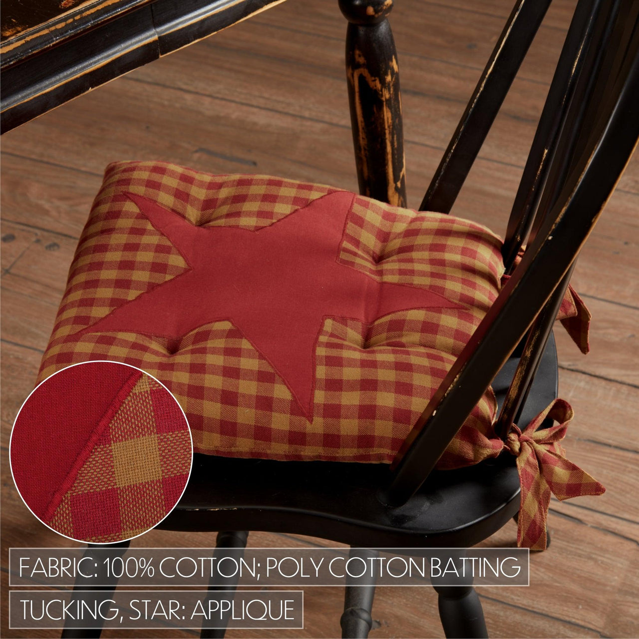 Burgundy Star Country Chair Pad - The Fox Decor