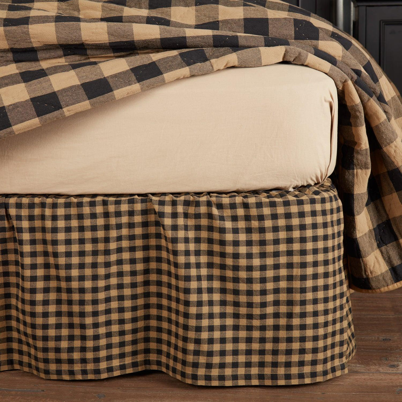 Black Check Queen Bed Skirt 60x80x16 - The Fox Decor
