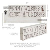 Bunny Wishes Chocolate Kisses Wooden Sign 4x12 - The Fox Decor