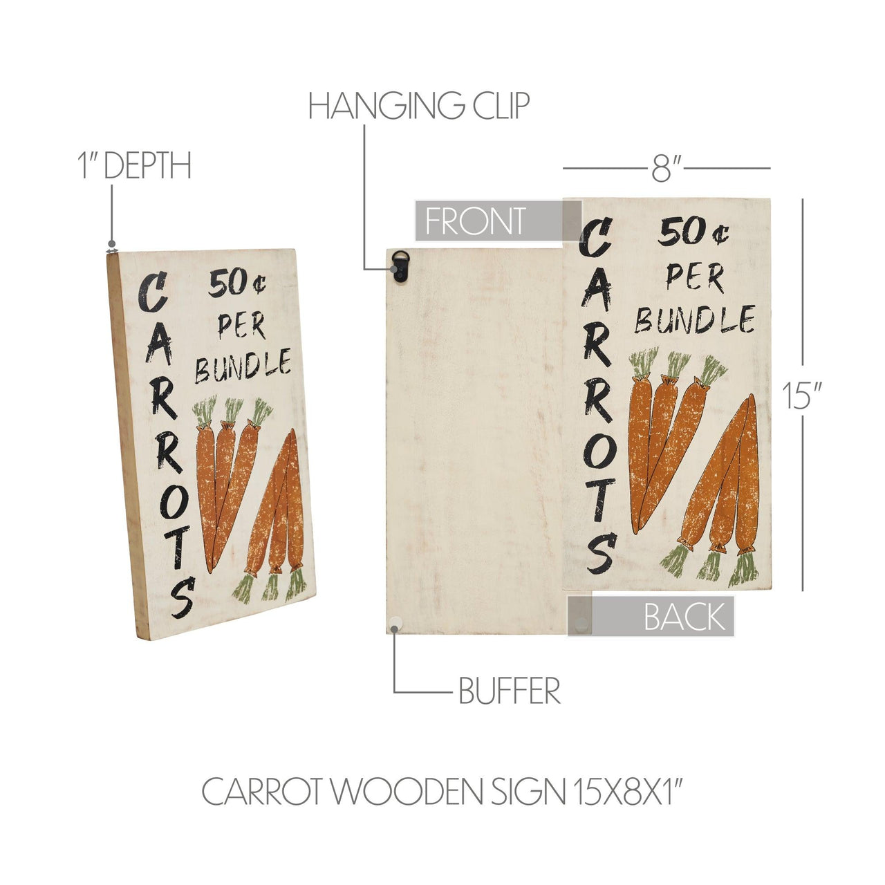 Carrot Wooden Sign 15x8 - The Fox Decor