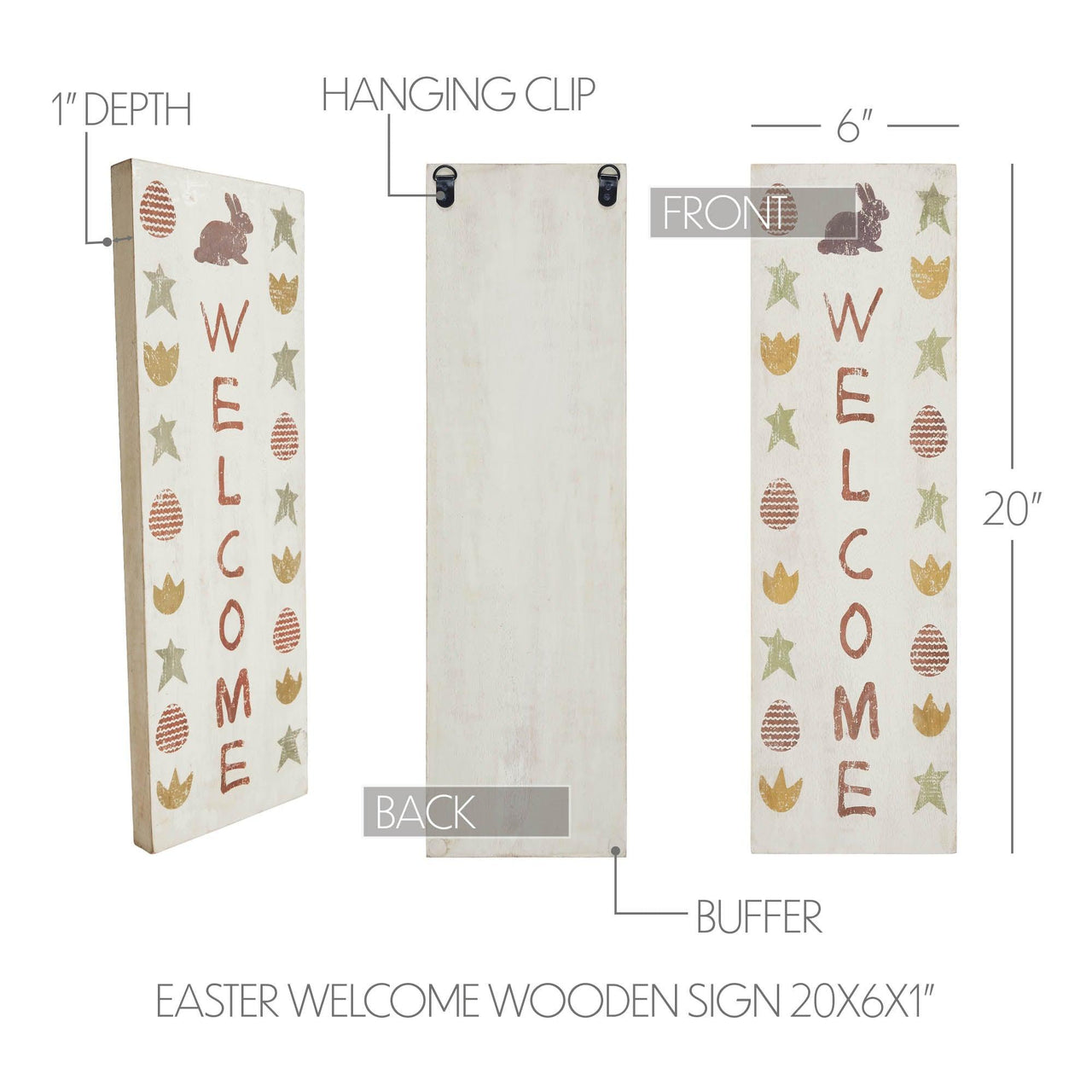 Easter Welcome Wooden Sign 20x6 - The Fox Decor