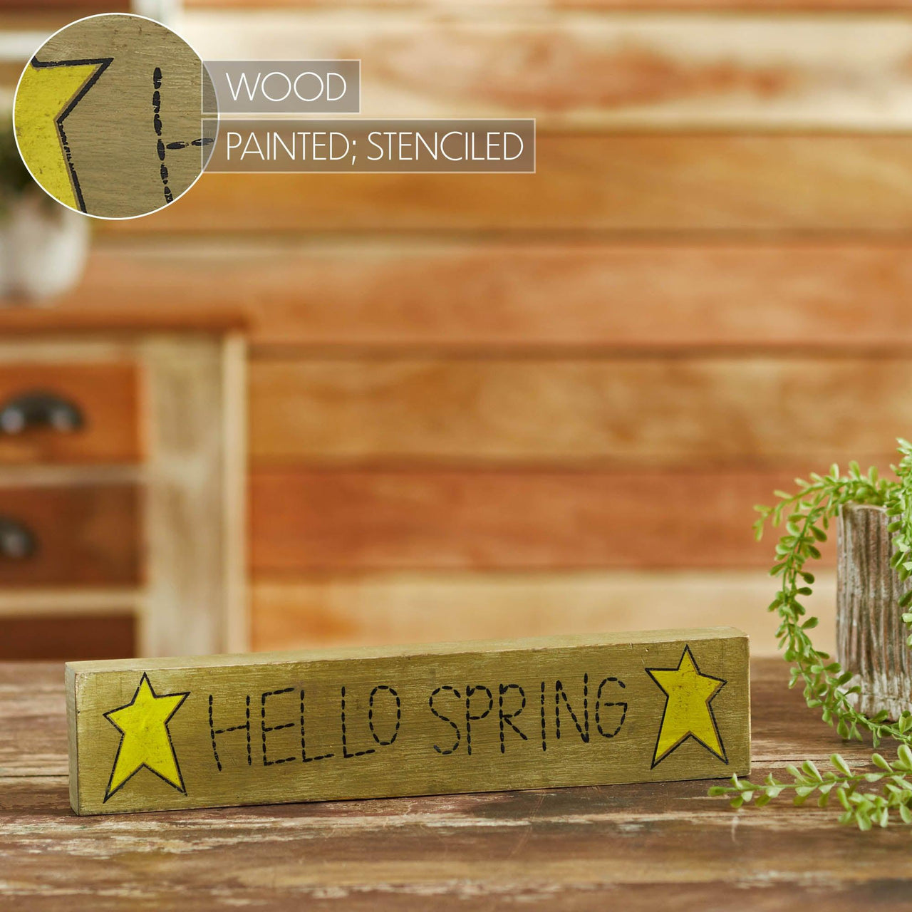 Hello Spring Wooden Sign 3x14 - The Fox Decor