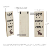 Love Laughter Family Wooden Sign 14.5x5.5 - The Fox Decor